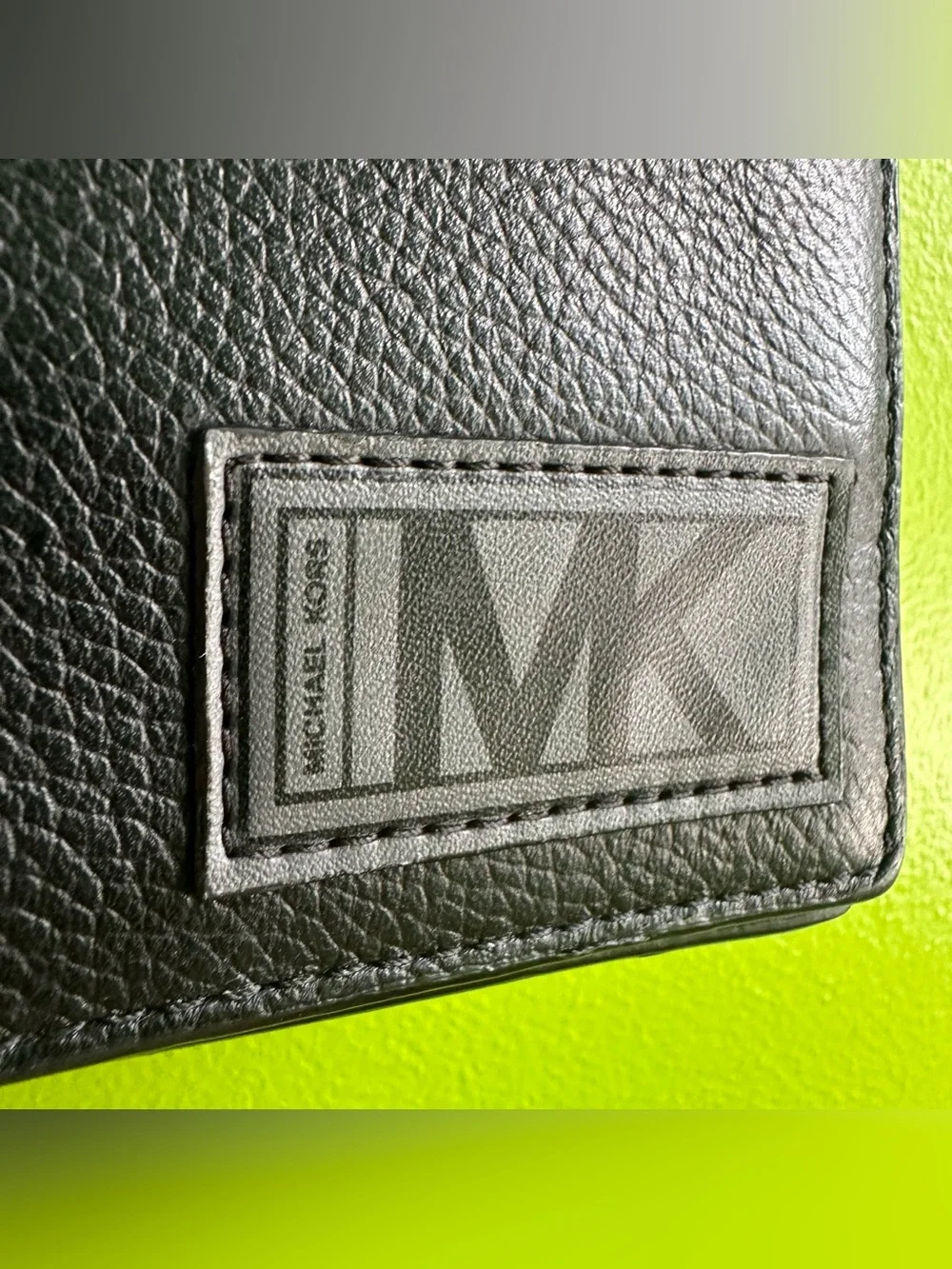 Michael Kors Black Leather Bi-Fold Wallet with MK Patch